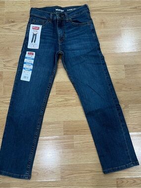 Wrangler Straight Slim Fit Flex Denim Jeans Boys Sz 10 Regular Dark Stretch New
